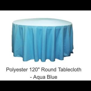 Turquoise Aqua Blue Round Linen Tablecloths 120” & 108”